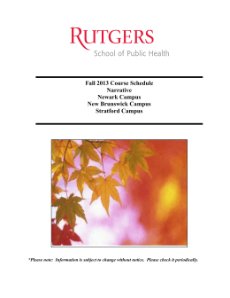 Fall 2013 Course Narrative - Rutgers School of Public Health