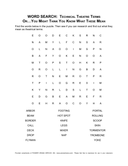 WORD SEARCH: TECHniCAl THEATRE TERmS