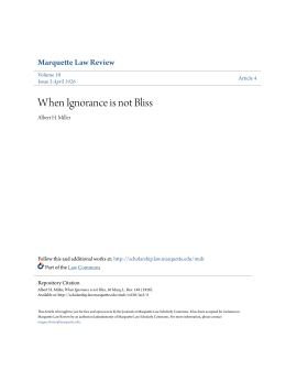 When Ignorance is not Bliss - Marquette Law Scholarly Commons