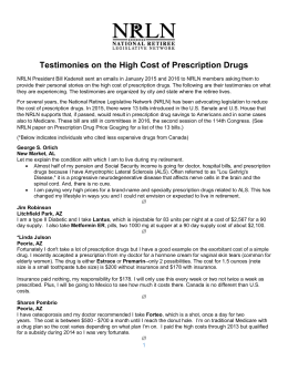 Testimonies on the High Cost of Prescription Drugs