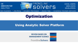 Optimization - Frontline Systems