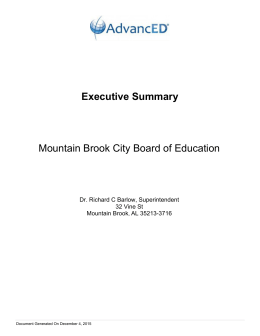 Executive Summary Mountain Brook City Board of