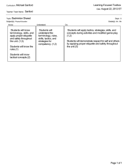 Page 1 of 1 Curriculum: Michael Sanford Learning