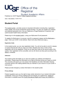 Student Portal - UCSF Registrar