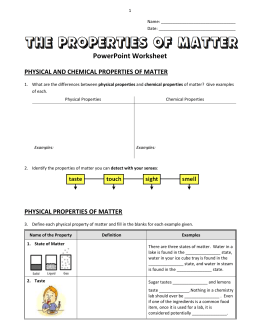 PowerPoint Worksheet PHYSICAL AND CHEMICAL PROPERTIES