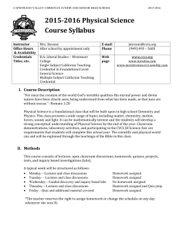 2015-2016 Physical Science Course Syllabus