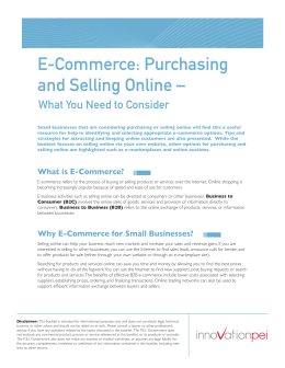 E-Commerce: Purchasing and Selling Online –