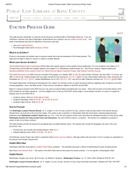 EVICTION PROCESS GUIDE PUBLIC LAW LIBRARY of KING