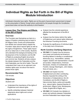Individual Rights as Set Forth in the Bill of Rights Module Introduction