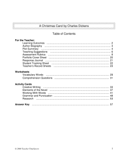 A Christmas Carol by Charles Dickens Table of Contents
