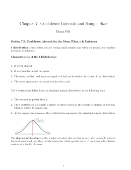 Chapter 7: Confidence Intervals and Sample Size