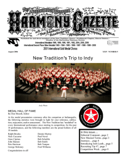 August 2006 Gazette - the New Tradition Chorus