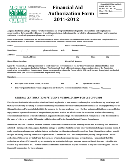 Financial Aid Authorization Form 2011-2012