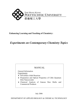 Experiments on Contemporary Chemistry Topics