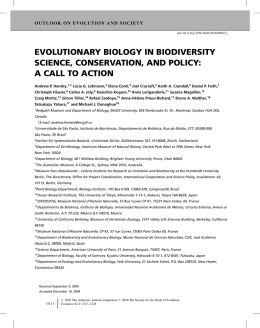 evolutionary biology in biodiversity science