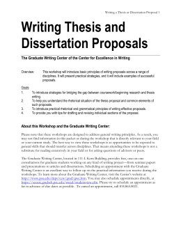 Writing Thesis and Dissertation Proposals