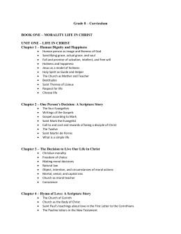 Grade 8 – Curriculum BOOK ONE – MORALITY LIFE IN CHRIST