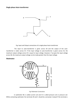 Single phase Auto-transformer: Wattmeter: