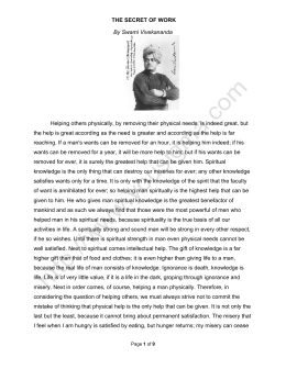 THE SECRET OF WORK By Swami Vivekananda Helping others