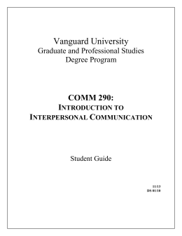 COMM 290 - Vanguard University