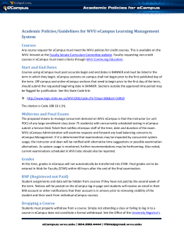 Academic Policies/Guidelines for WVU eCampus Learning