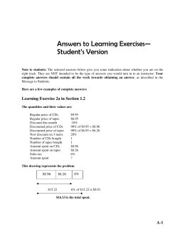 Answers to Learning Exercises— Student`s Version