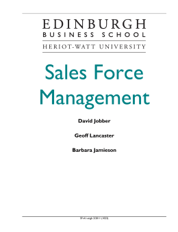 Sales Force Management - Edinburgh Business School