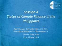 Status of Climate Finance in the Philippines