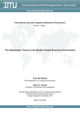 The Stakeholder Theory in the Modern Global Business Environment