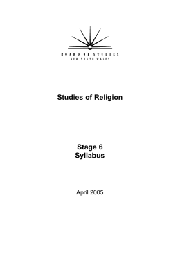 Studies of Religion Syllabus - Board of Studies Teaching and