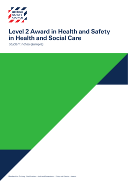 Level 2 Award in Health and Safety in Health and Social Care