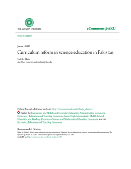 Curriculum reform in science education in Pakistan