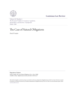 The Case of Natural Obligations - DigitalCommons @ LSU Law Center