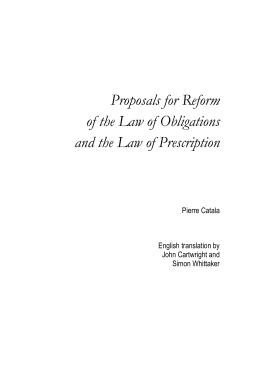Proposals for Reform of the Law of Obligations and the Law of