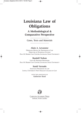 Louisiana Law of Obligations