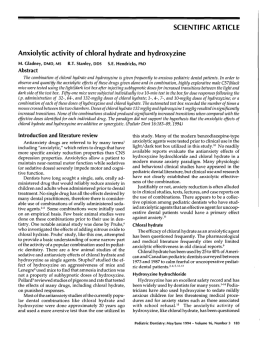 SCIENTIFIC ARTICLE Anxiolytic activity of chloral hydrate and