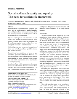 Social and health equity and equality: The need