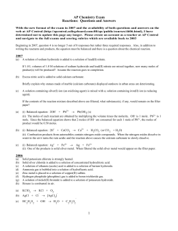 AP Chemistry Free Response - Problems 5-9