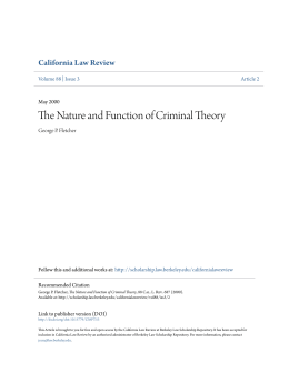 The Nature and Function of Criminal Theory