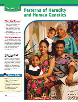 Chapter 12: Patterns of Heredity and Human Genetics