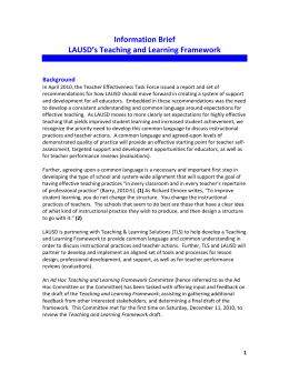 Information Brief LAUSD`s Teaching and Learning Framework
