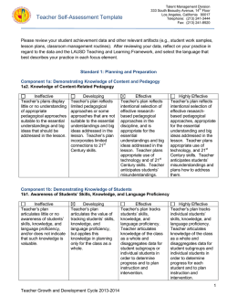Sample Self-Assessment and Reflection Worksheet