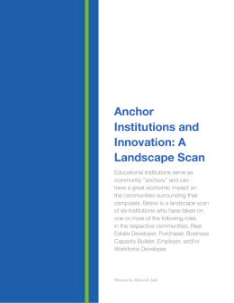 Anchor Institutions and Innovation: A Landscape Scan