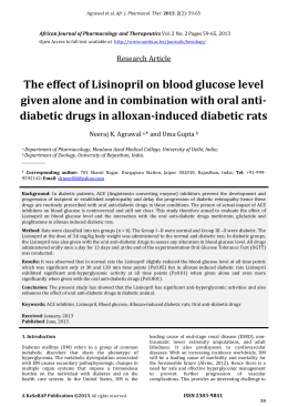The effect of Lisinopril on blood glucose level given alone and in
