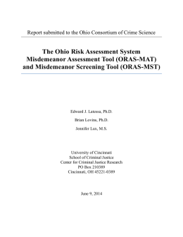 The Ohio Risk Assessment System Misdemeanor Assessment Tool