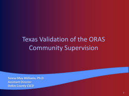 Texas Validation of the ORAS Community Supervision