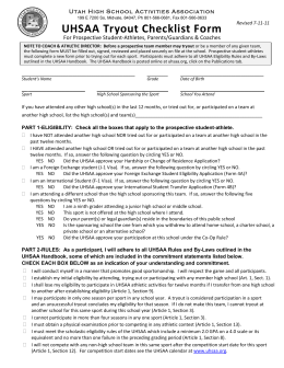 UHSAA Tryout Checklist Form