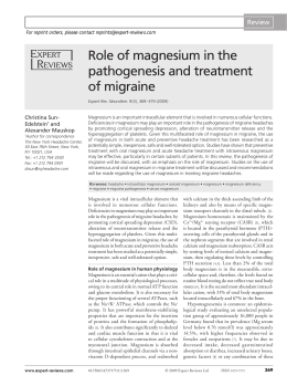 Role of magnesium in the pathogenesis and treatment of migraine