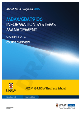 MBAX9106 Information Systems Management, Session 3