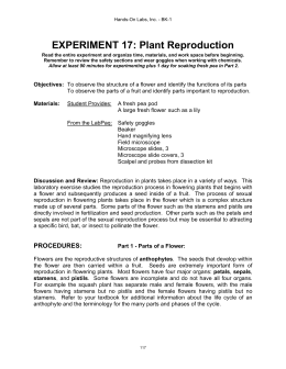 EXPERIMENT 17: Plant Reproduction